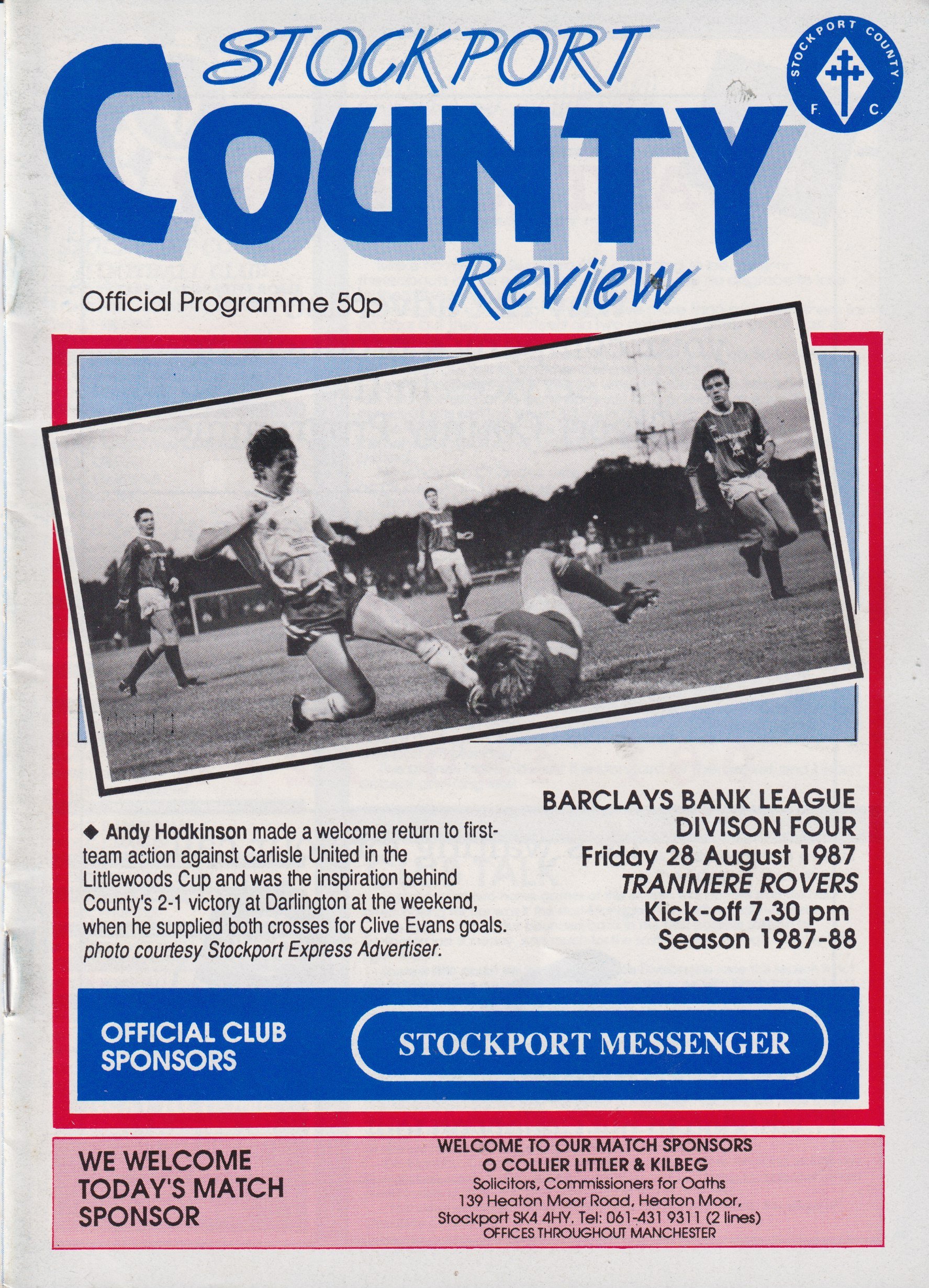 Stockport County v Tranmere Rovers match programme